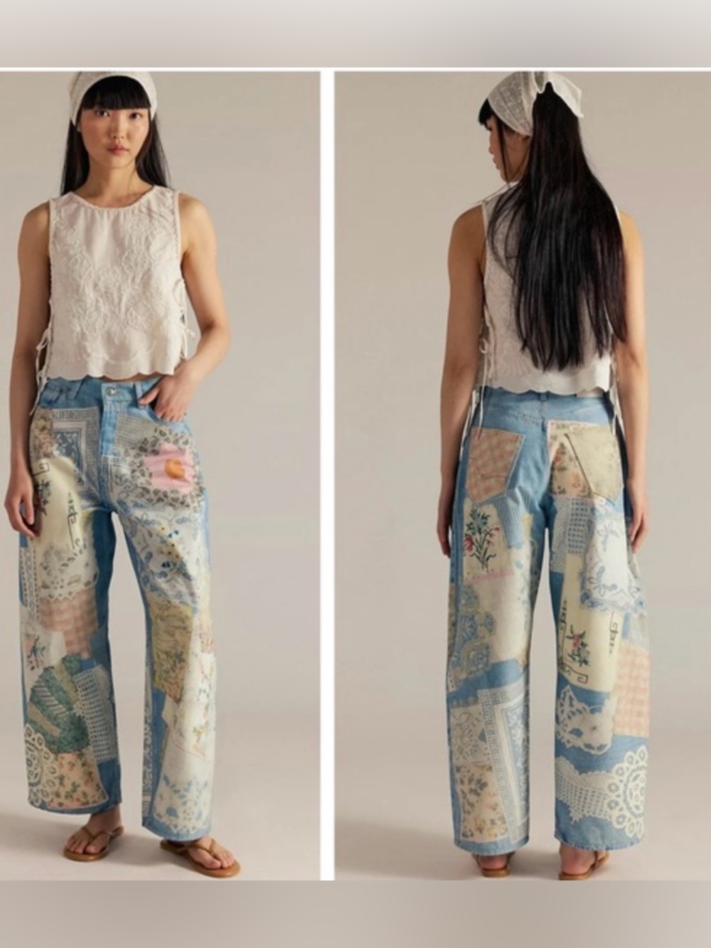 FREE PEOPLE We The Free Illusions Printed Relaxed Jeans size 26 - Picture 10 of 16
